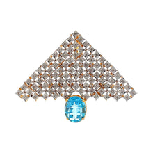 18K Two Tone Gold Pendant Earring Set with Natural Diamond & Swiss Blue Topaz Jewellery