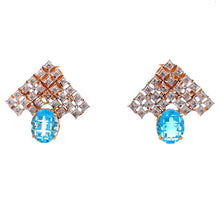 18K Two Tone Gold Pendant Earring Set with Natural Diamond & Swiss Blue Topaz Jewellery