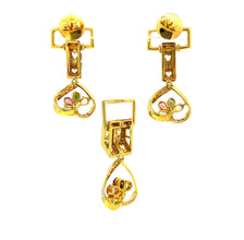 18K Two Tone Gold Pendant Earring Set with Natural Diamond & Multi Tourmaline Jewellery