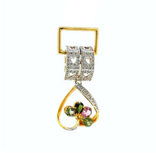 18K Two Tone Gold Pendant Earring Set with Natural Diamond & Multi Tourmaline Jewellery