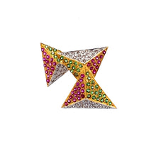 18K Two Tone Gold Pendant Earring Set with Natural Diamond, Ruby & Tsavorite Jewellery