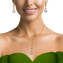 18K Two Tone Gold Pendant Earring Set with Natural Diamond & Green Tourmaline Jewellery