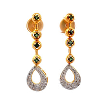 18K Two Tone Gold Pendant Earring Set with Natural Diamond & Green Tourmaline Jewellery