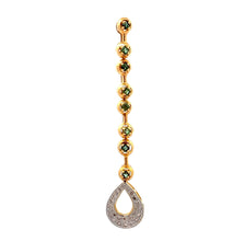 18K Two Tone Gold Pendant Earring Set with Natural Diamond & Green Tourmaline Jewellery