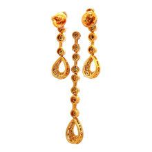 18K Two Tone Gold Pendant Earring Set with Natural Diamond & Green Tourmaline Jewellery