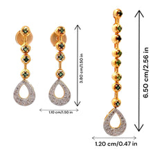 18K Two Tone Gold Pendant Earring Set with Natural Diamond & Green Tourmaline Jewellery