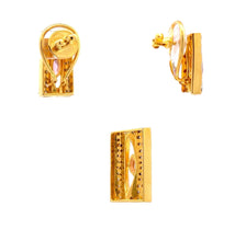 18K Two Tone Gold Pendant Earring Set with Natural Diamond & Pink Tourmaline Jewellery