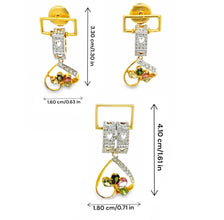 18K Two Tone Gold Pendant Earring Set with Natural Diamond & Multi Tourmaline Jewellery