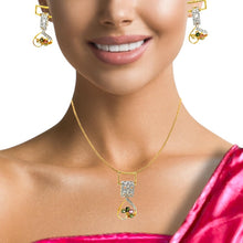 18K Two Tone Gold Pendant Earring Set with Natural Diamond & Multi Tourmaline Jewellery