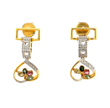18K Two Tone Gold Pendant Earring Set with Natural Diamond & Multi Tourmaline Jewellery