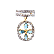 18K Two Tone Gold Pendant Earring Set with Natural Diamond & Blue Sapphire Jewellery