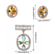 18K Two Tone Gold Pendant Earring Set with Natural Diamond & Blue Sapphire Jewellery