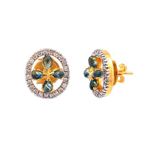 18K Two Tone Gold Pendant Earring Set with Natural Diamond & Blue Sapphire Jewellery