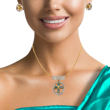 18K Two Tone Gold Pendant Earring Set with Natural Diamond & Blue Sapphire Jewellery