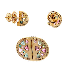 18K Two Tone Gold Pendant Earring Set with Natural Diamond & Tourmaline Sea Horse Inspired Jewellery