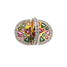 18K Two Tone Gold Pendant Earring Set with Natural Diamond & Tourmaline Sea Horse Inspired Jewellery