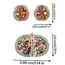18K Two Tone Gold Pendant Earring Set with Natural Diamond & Tourmaline Sea Horse Inspired Jewellery