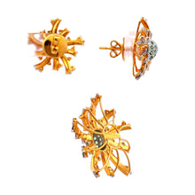 18K Two Tone Gold Pendant Earring Set with Natural Diamond & Tsavorite Jewellery