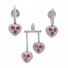 18K White Gold Pendant Earring Set with Natural Diamond & Tourmaline Jewellery