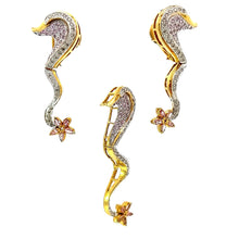 18K Two Tone Gold Pendant Earring Set with Natural Diamond & Pink Sapphire Jewellery