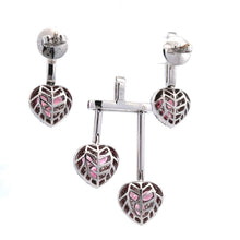 18K White Gold Pendant Earring Set with Natural Diamond & Tourmaline Jewellery