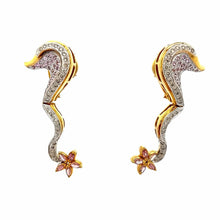 18K Two Tone Gold Pendant Earring Seahorse Set with Natural Diamond & Pink Sapphire Jewelry
