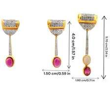 18K Two Tone Gold Pendant Earring Set with Natural Diamond & Rubellite Jewellery