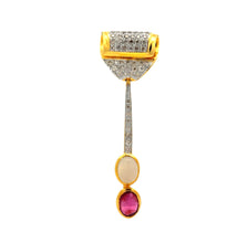 18K Two Tone Gold Pendant Earring Set with Natural Diamond & Rubellite Jewellery