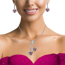 18K White Gold Pendant Earring Set with Natural Diamond & Tourmaline Jewellery