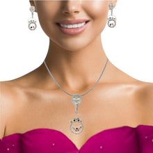 18K White Gold Pendant Earring Set with Natural Diamond & Multi Tourmaline Jewellery