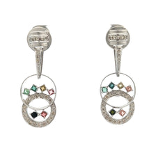 18K White Gold Pendant Earring Set with Natural Diamond & Multi Tourmaline Jewellery