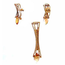 18K Gold Pendant Earring Set with Natural Diamond & Fancy Citrine Birthstone Jewelry - JEWELNJOY