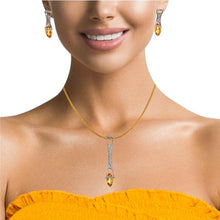 18K Gold Pendant Earring Set with Natural Diamond & Fancy Citrine Birthstone Jewelry - JEWELNJOY