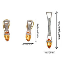 18K Gold Pendant Earring Set with Natural Diamond & Fancy Citrine Birthstone Jewelry - JEWELNJOY