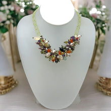 Natural Plain Peridot Ball & Mix Semiprecious Gemstone Necklace