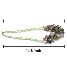 Natural Plain Peridot Ball & Mix Semiprecious Gemstone Necklace