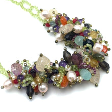 Natural Plain Peridot Ball & Mix Semiprecious Gemstone Necklace