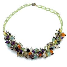 Natural Plain Peridot Carnelian Multi Tourmaline Chalcedony Garnet Gemstone Necklace