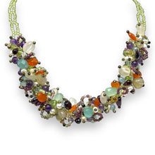 Natural Plain Peridot Carnelian Multi Tourmaline Chalcedony Garnet Gemstone Necklace