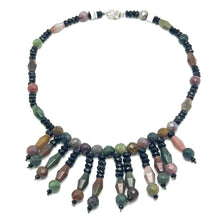 Natural Jasper & Tourmaline Rondelle Facet Beads Semiprecious Necklace