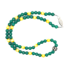 Handmade Green Yellow Glass Facet 6mm Ball Necklace