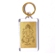 Ganesh Laser Engraved Keychain 24k Gold Foil Auspicious Gift for Protection & Success