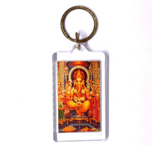 Ganesha 24K Gold Foil Colored Laser Engraved Keychain Auspicious Fortune Religious Gift