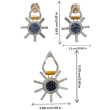 18K Two Tone Gold Pendant Earring Set with Natural Diamond & Sapphire Jewellery