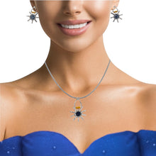 18K Two Tone Gold Pendant Earring Set with Natural Diamond & Sapphire Jewellery