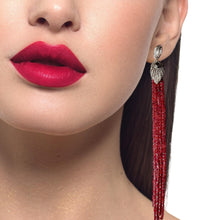 18K White Gold Shoulder Duster Earring With Natural Diamond & Rhodolite Gemstone