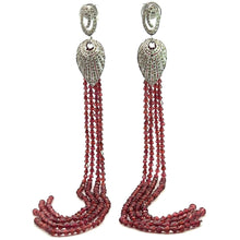 18K White Gold Shoulder Duster Earring With Natural Diamond & Rhodolite Gemstone