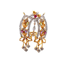 18K Two Tone Gold Pendant Earring Set with Natural Diamond & Multi Tourmaline Jewellery