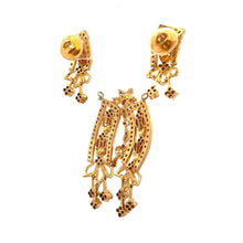 18K Yellow White Gold Pendant Earring Set with Natural Diamond & Multi Tourmaline Jewelry