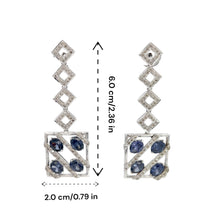 18K White Gold Dangle Earrings With Natural Diamond & Sapphire CZ Stone Jewellery